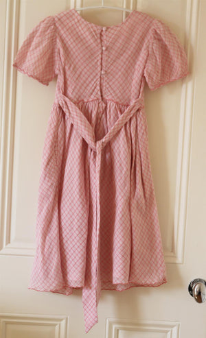 LOVESHACKFANCY KIDS GIRLS CHECKED COTTON VOILE MAXI DRESS 5-6 YEARS