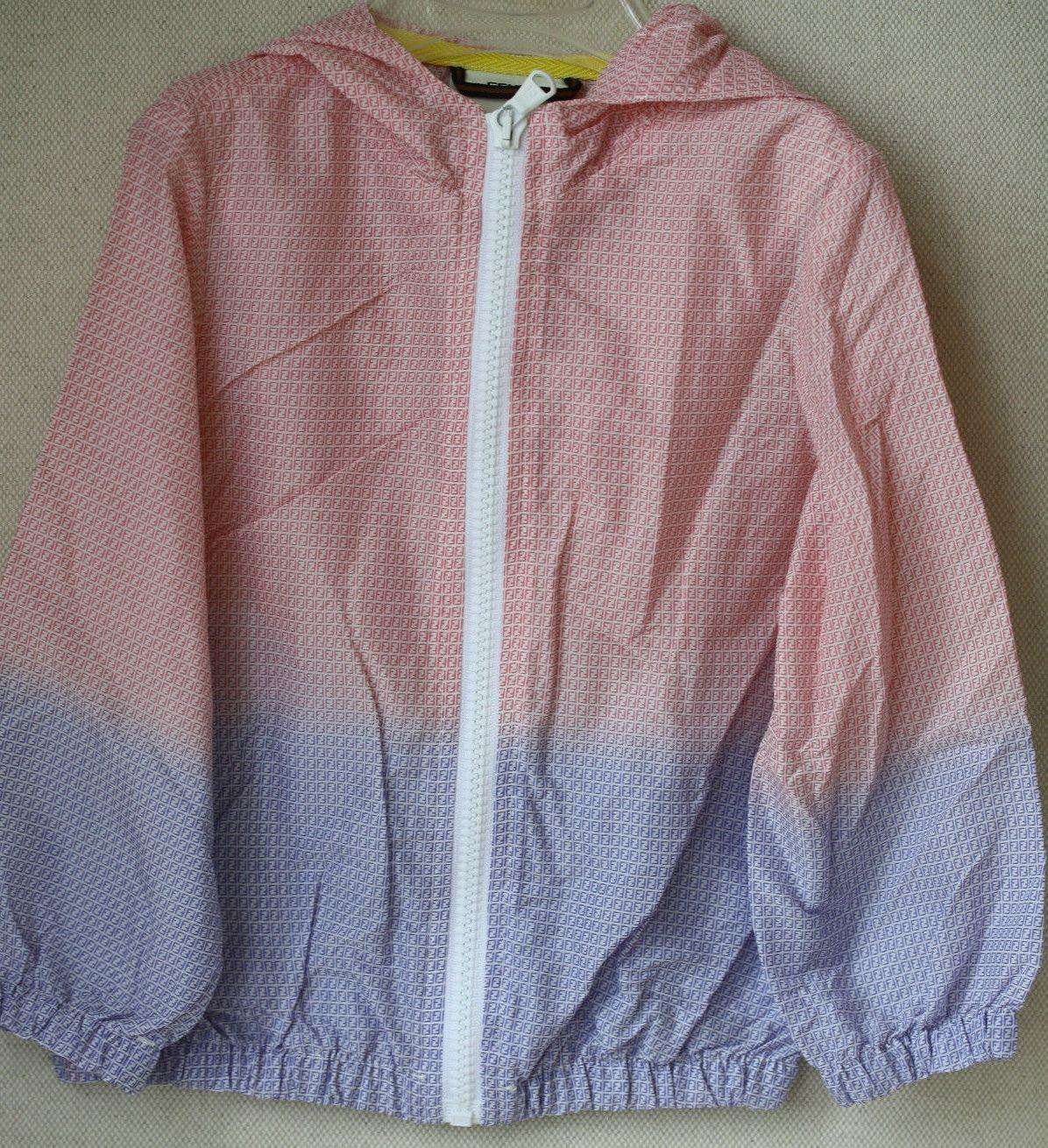 FENDI BABY PINK AND BLUE FF LOGO LIGHTWEIGHT JACKET 24 MONTHS