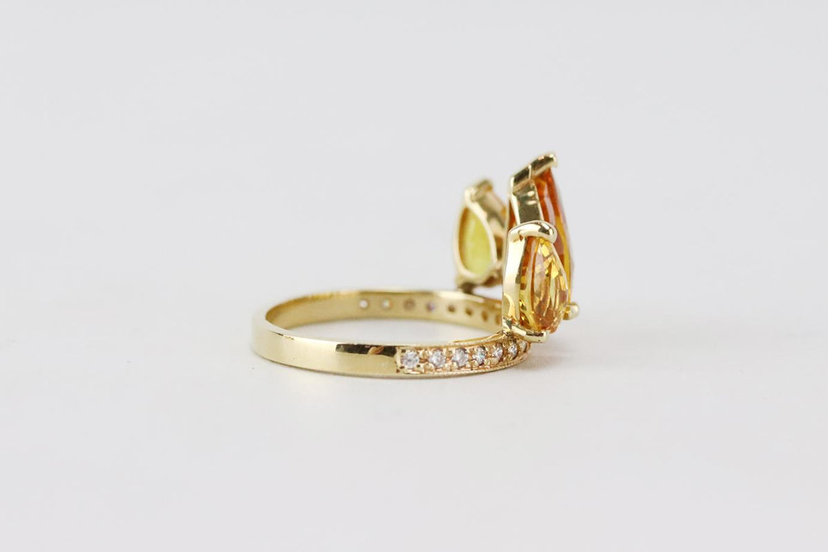 JACQUIE AICHE 14K YELLOW GOLD PETAL STACK RING 16.5 MM