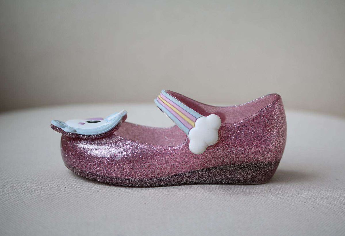 MINI MELISSA GIRLS UNICORN GLITTER JELLY SHOES EU 25/26 UK 8/9