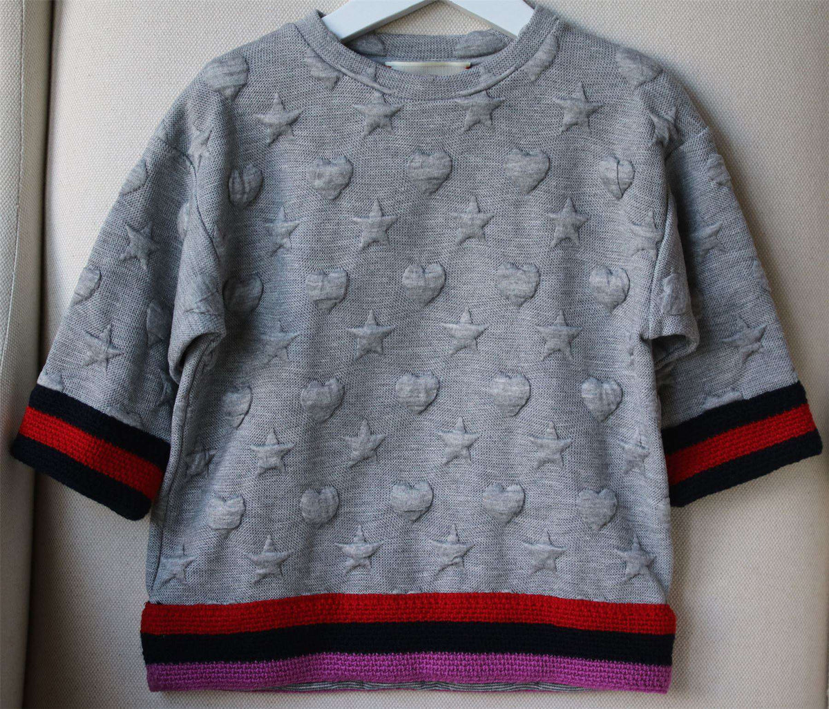GUCCI GIRLS GREY HEART & STARS SWEATER 4 YEARS