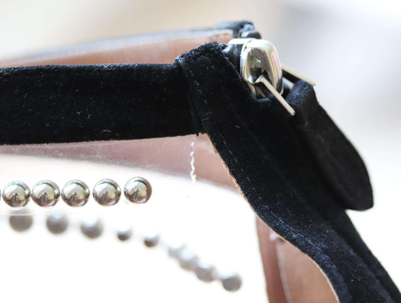 AZZEDINE ALAÏA BEAD EMBELLISHED PVC AND SUEDE SANDALS EU 38 UK 5 US 8