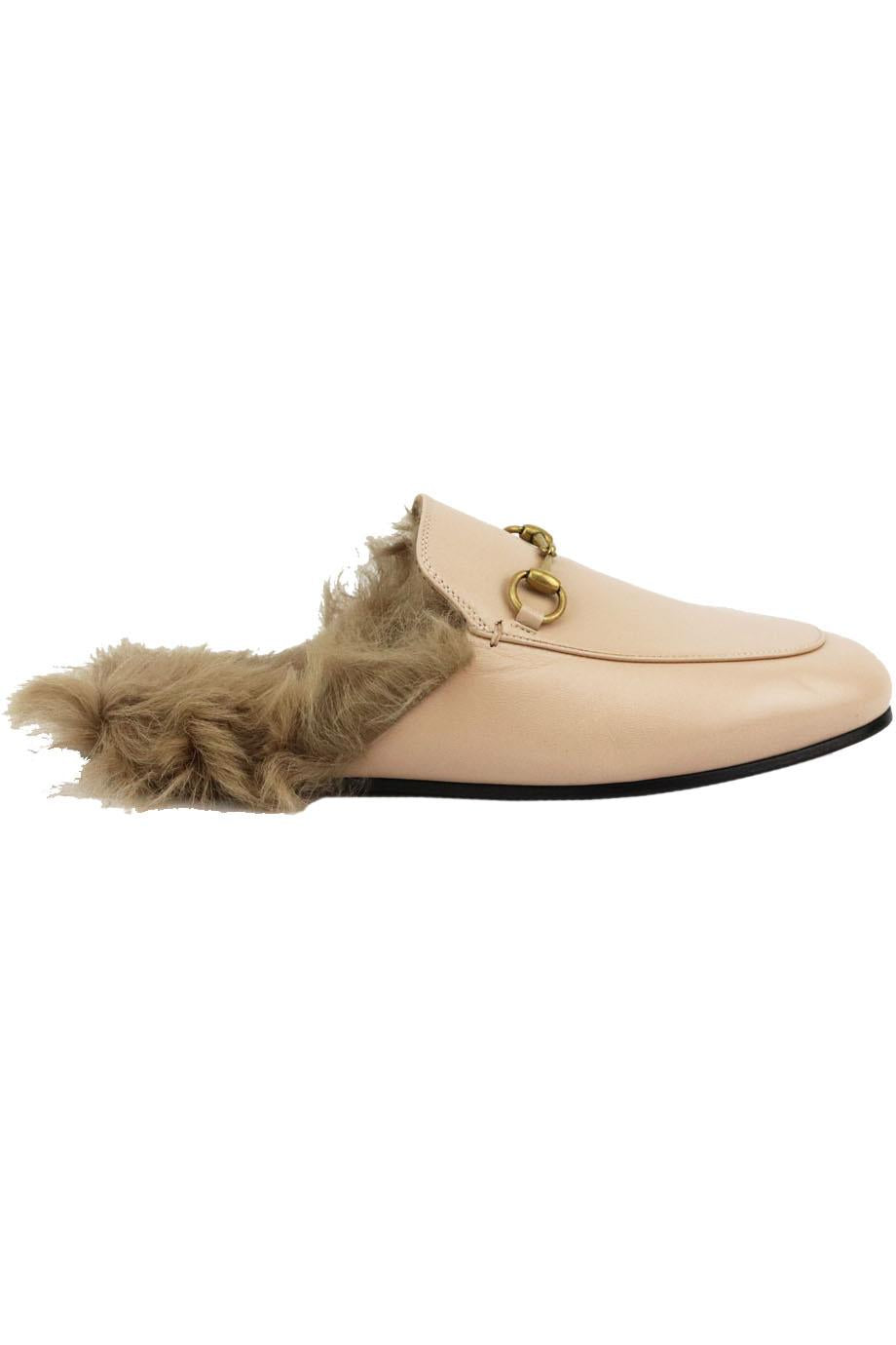 GUCCI PRINCETOWN SHEARLING LINED LEATHER SLIPPERS EU 38 UK 5 US 8