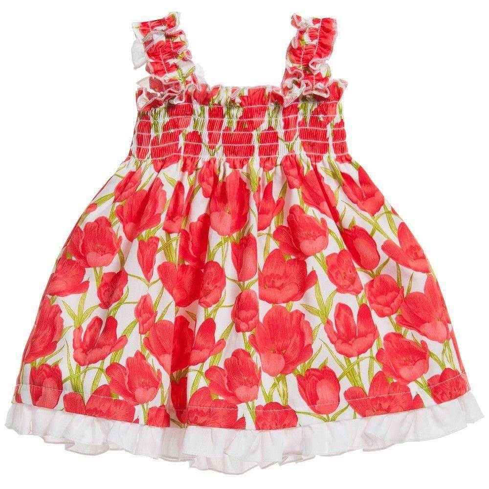 ALETTA BABY RED FLORAL DRESS AND BLOOMERS 18 MONTHS