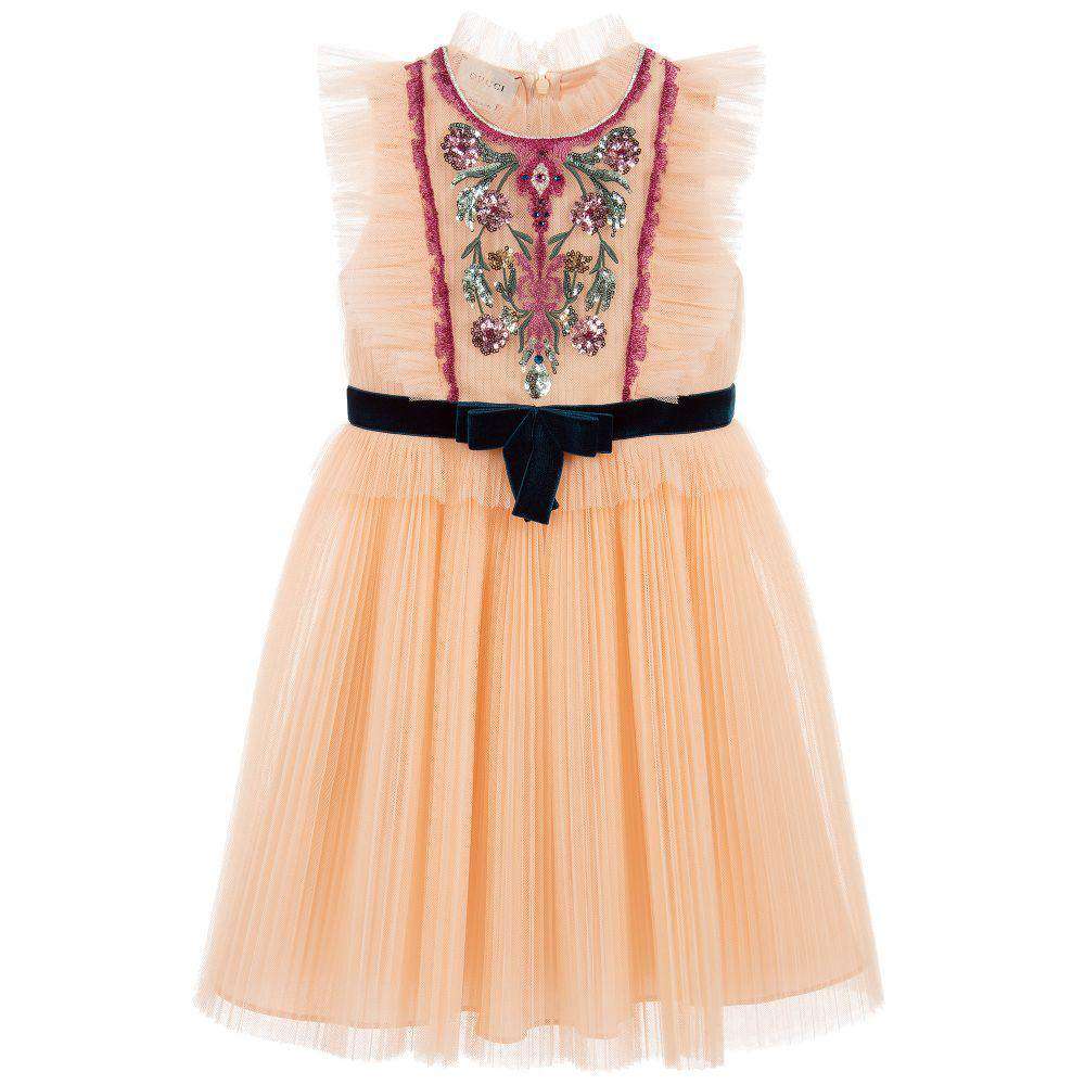 GUCCI GIRLS EMBROIDERED TULLE DRESS 5 YEARS