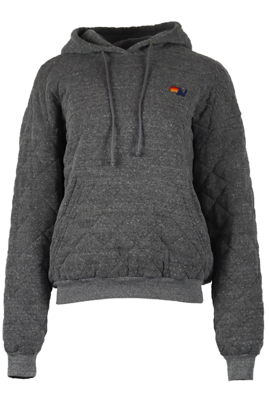 AVIATOR NATION QUILTED COTTON JERSEY HOODIE SMALL