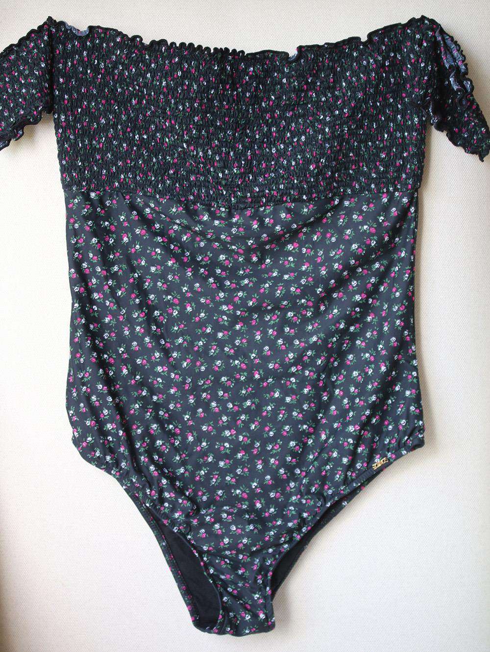 SALINAS ISA AMBRA FLORAL PRINT OFF THE SHOULDER SWIMSUIT LARGE