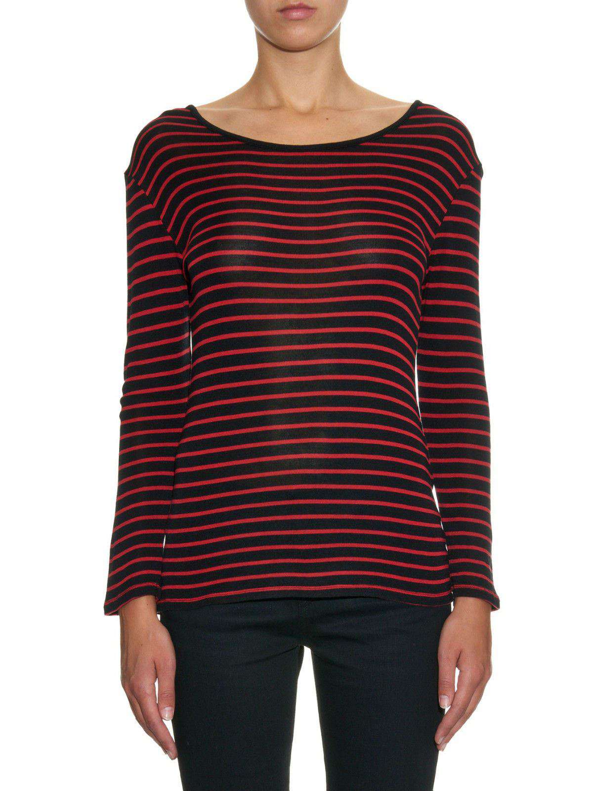 SAINT LAURENT BRETON BLACK RED JUMPER SWEATER MEDIUM