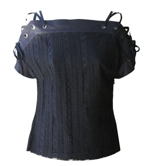 THAKOON LACE UP SLEEVE COTTON TOP SZ 2 UK 8/10 US 4/6 IT 40/42