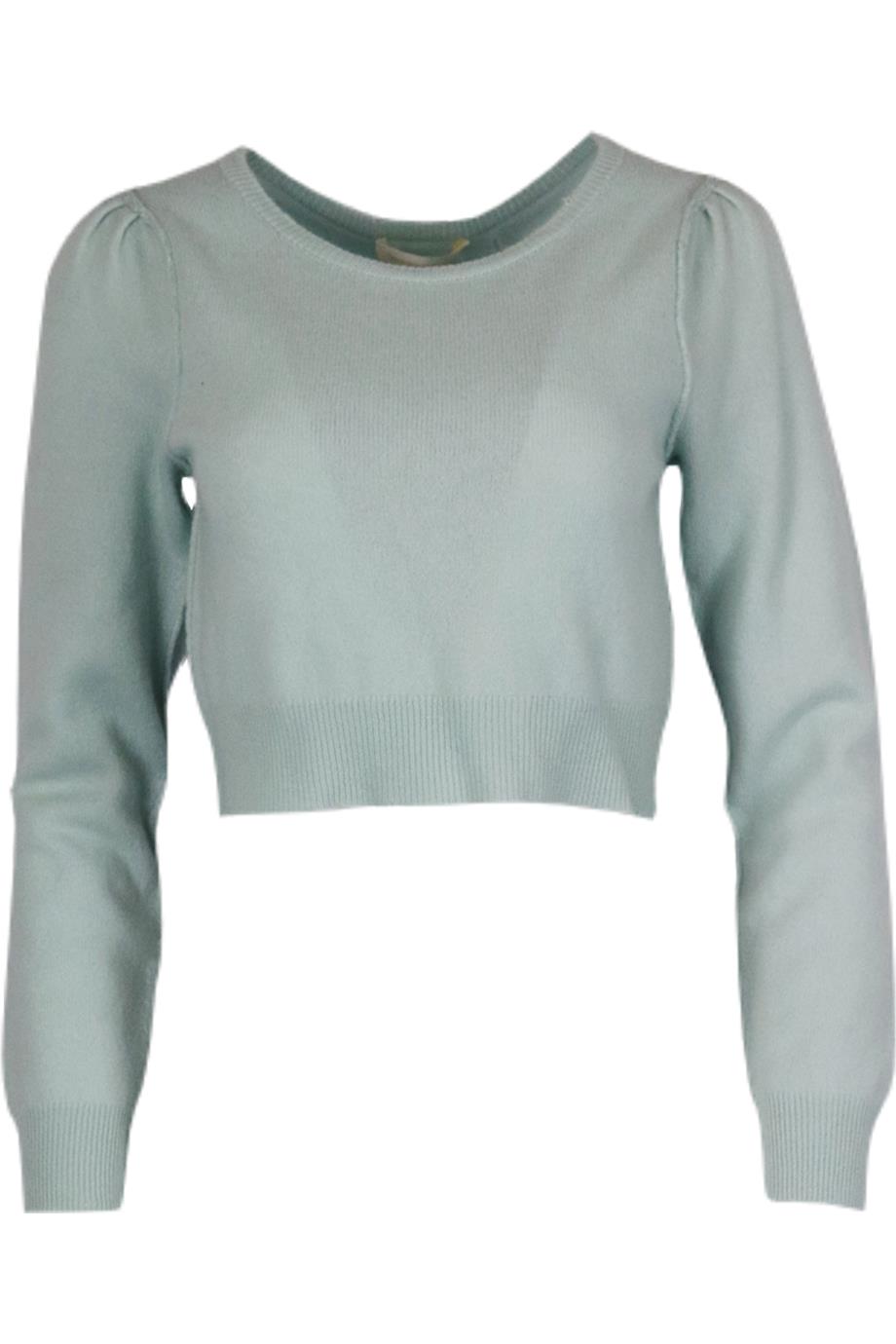LOVESHACKFANCY CROPPED DISTRESSED CASHMERE BLEND SWEATER MEDIUM