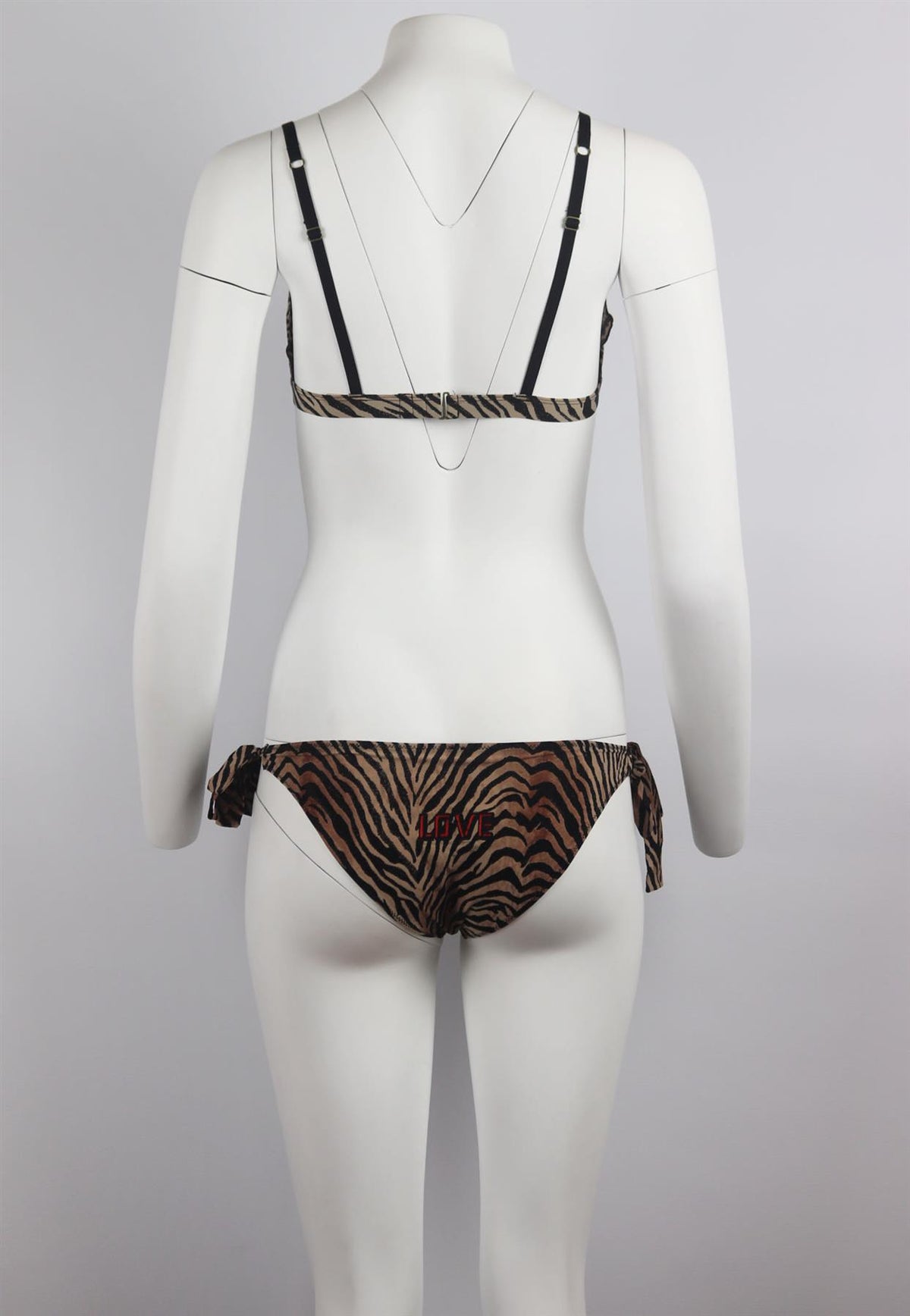 LOVE STORIES RUFFLE TRIMMED PRINTED TRIANGLE BIKINI UK 12