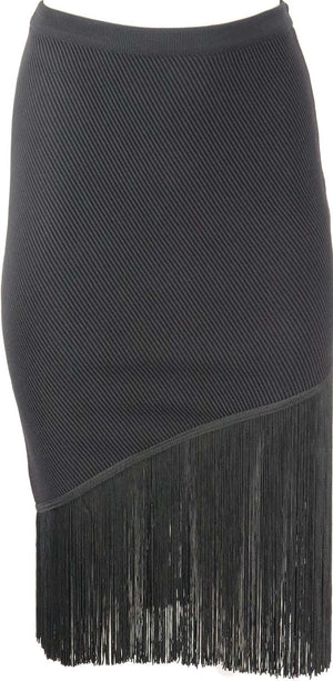 TIMO WEILAND FRINGED RIBBED KNIT SKIRT SMALL