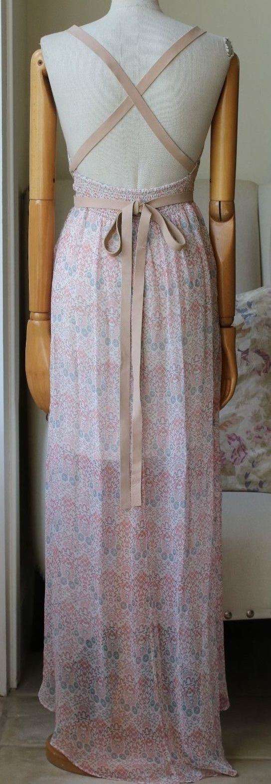 TWELFTH STREET BY CYNTHIA VINCENT LEATHER DETAIL PRINTED MAXI DRESS SMALL