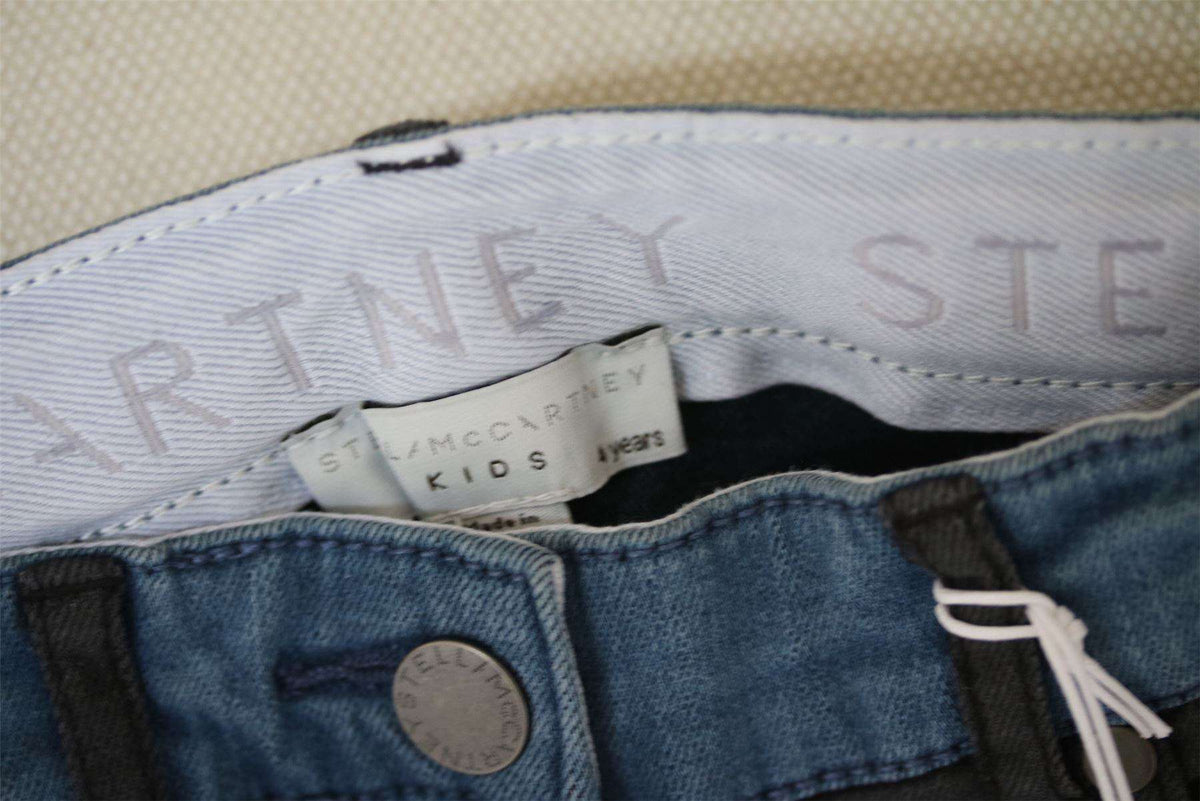 STELLA MCCARTNEY KIDS GIRLS BLUE & BLACK PATCH JEANS 4 YEARS