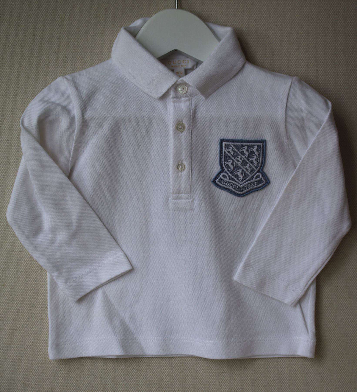 GUCCI BABY BOYS WHITE POLO TOP 9-12 MONTHS