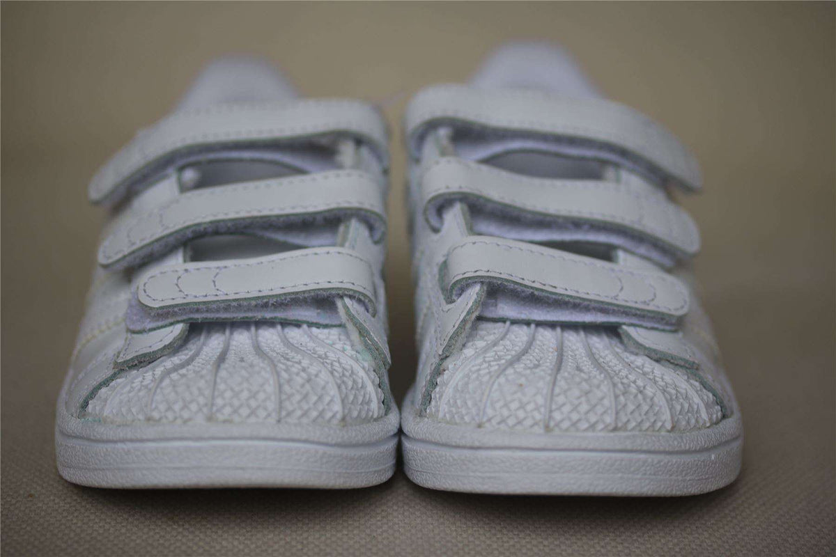 ADIDAS ORIGINALS SUPERSTAR KIDS WHITE VELCRO TRAINERS EU 24 UK 7K US 7.5K