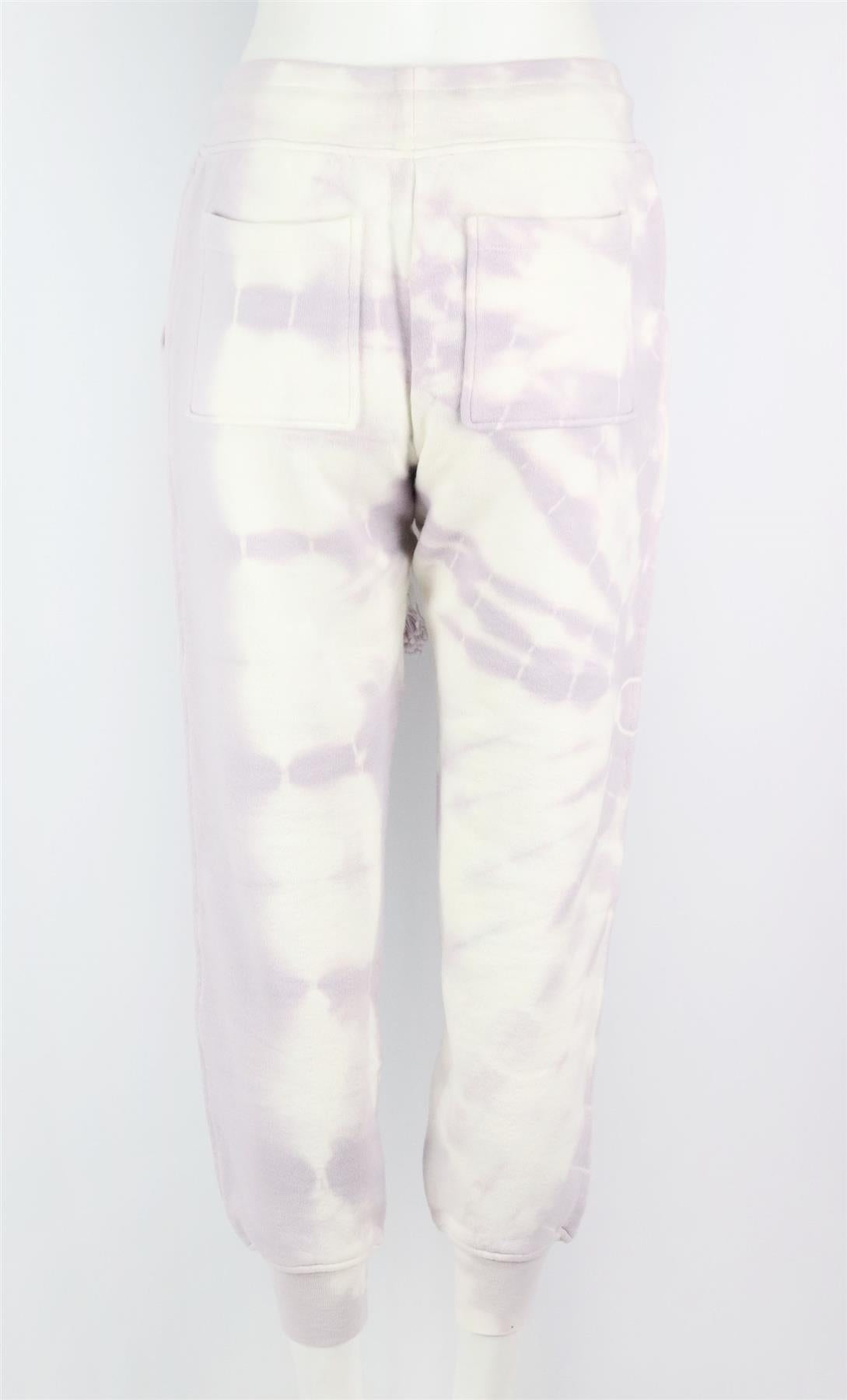 ULLA JOHNSON TIE DYED COTTON TERRY TRACK PANTS SMALL
