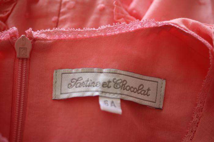 TARTINE ET CHOCOLAT GIRLS PINK COTTON DRESS 6 YEARS