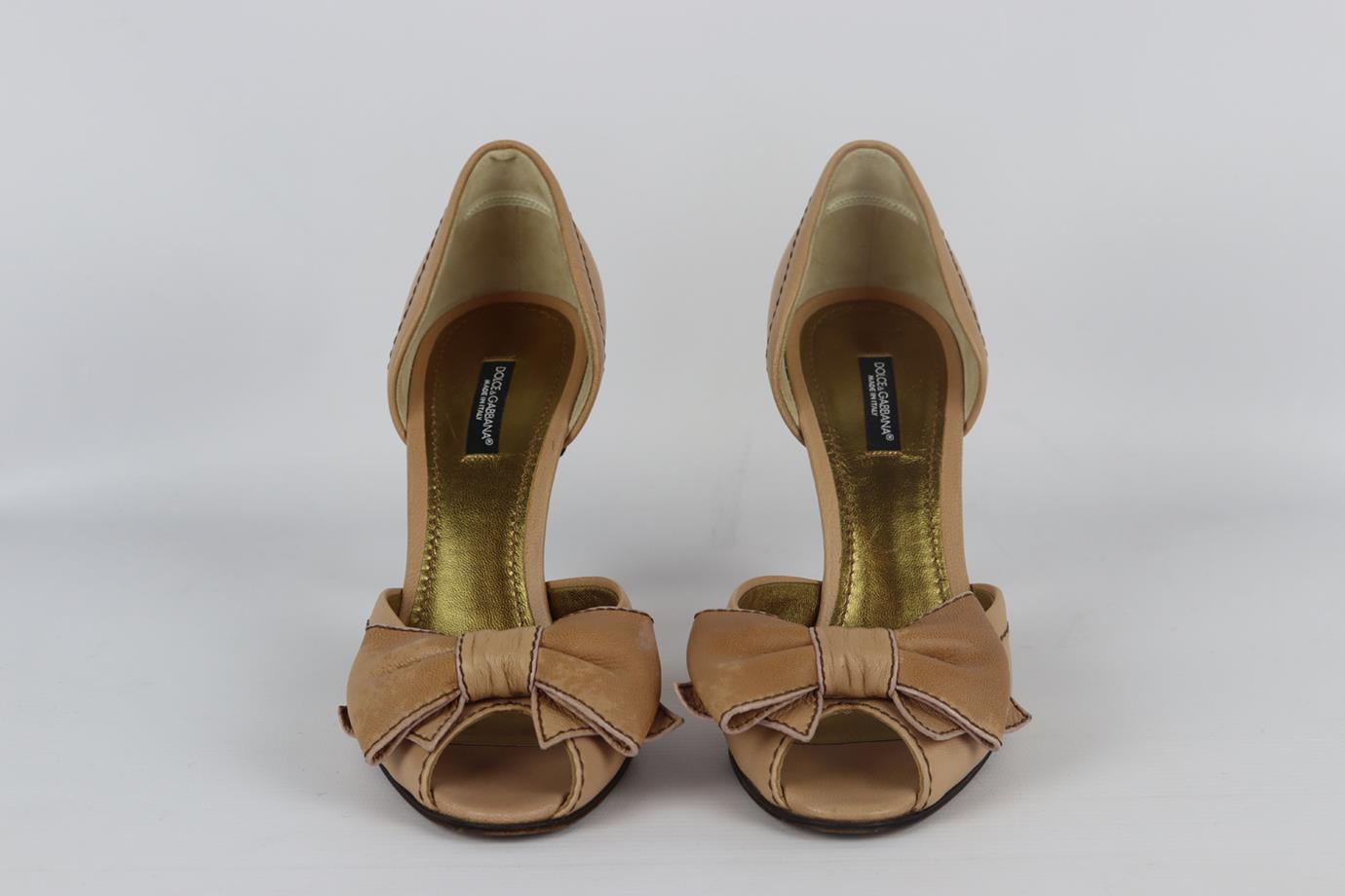 DOLCE AND GABBANA BOW DETAILED LEATHER PUMPS EU 38.5 UK 5.5 US 8.5