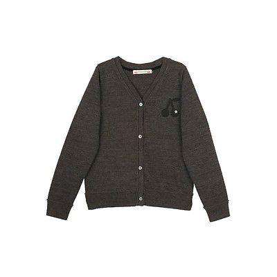 BONPOINT BABY GREY WOOL CHERRY MOTIF CARDIGAN 3 YEARS