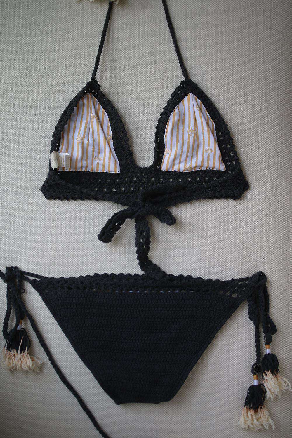 SHE MADE ME CROCHET COTTON TRIANGLE BIKINI S/M