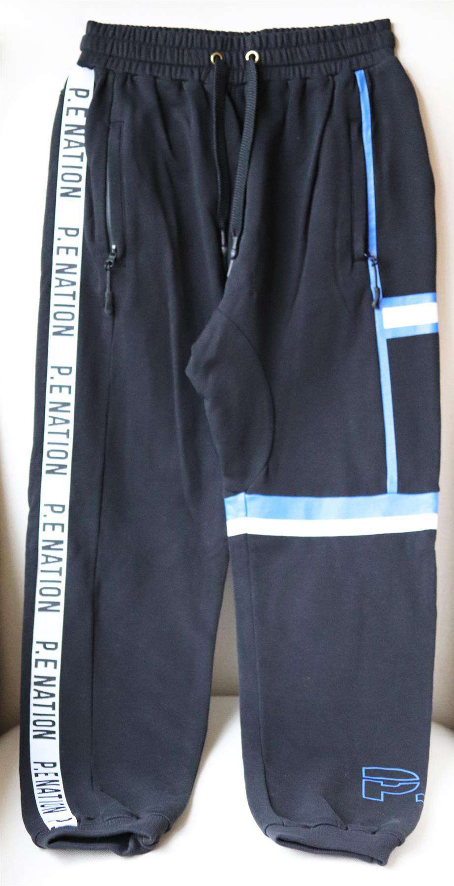 P.E NATION ROOKIE PRINTED STRETCH COTTON JERSEY TRACK PANTS XSMALL
