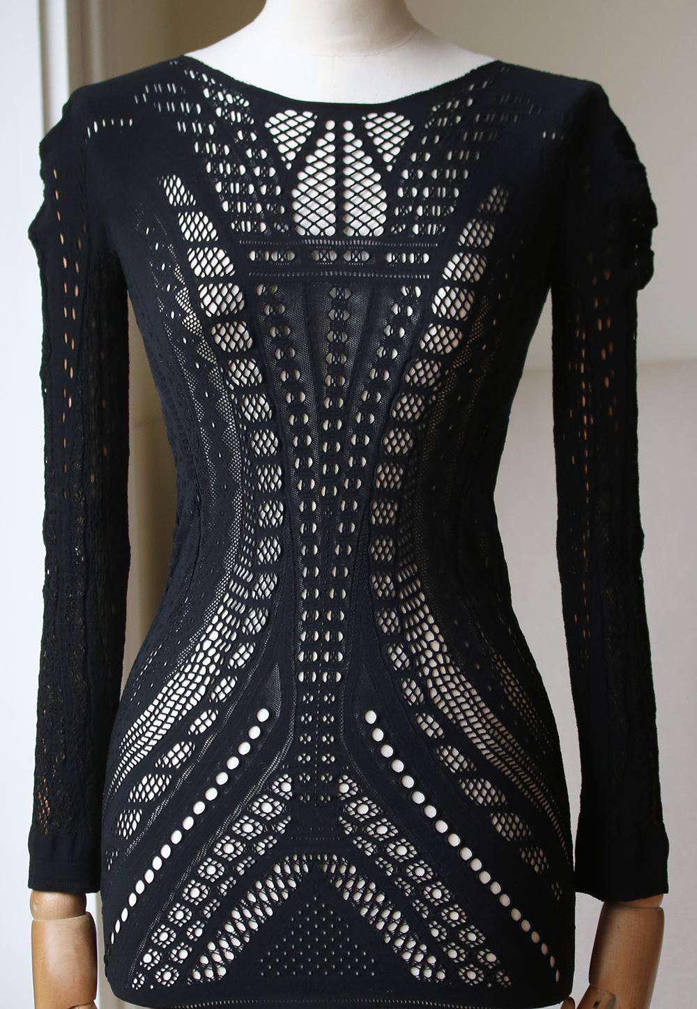 ALEXANDER MCQUEEN MESH CUTOUT LONG SLEEVE TOP SMALL