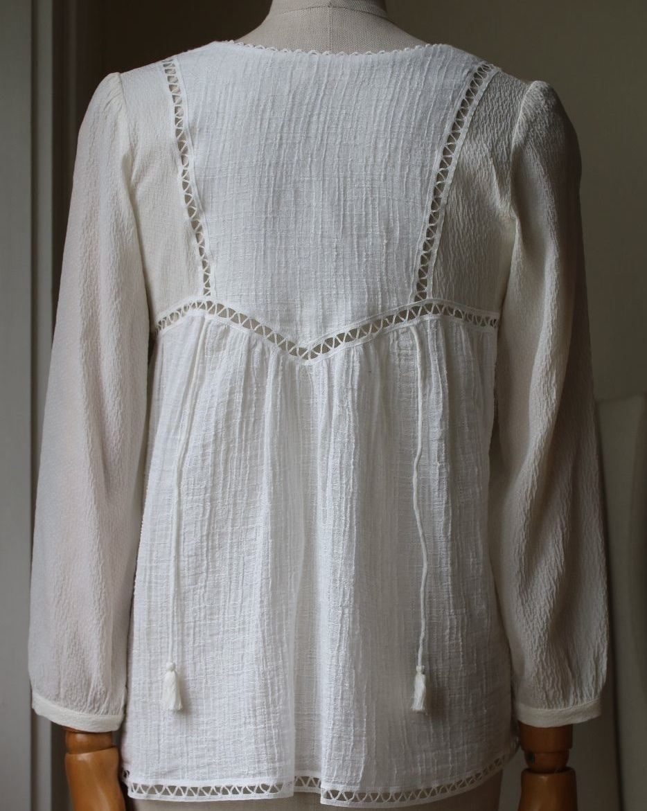 MASSCOB CRINKLED LINEN-BLEND TOP SMALL