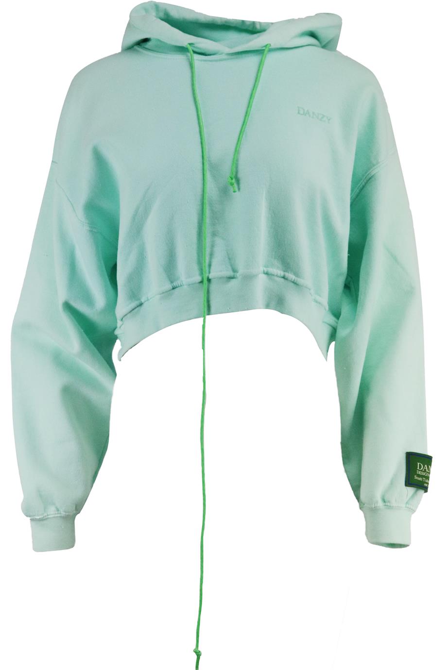 DANZY CROPPED COTTON JERSEY HOODIE MEDIUM