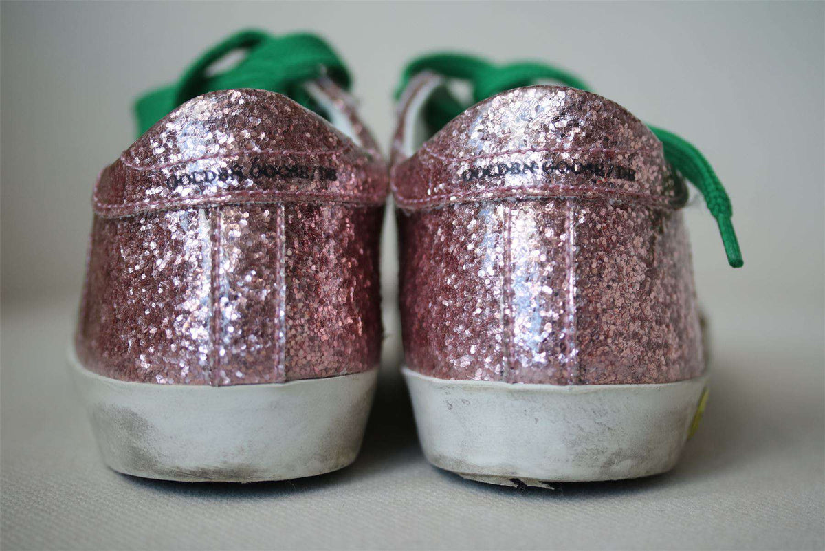 GOLDEN GOOSE DELUXE BRAND SUPERSTAR KIDS PINK GLITTER TRAINERS EU 27 UK 9