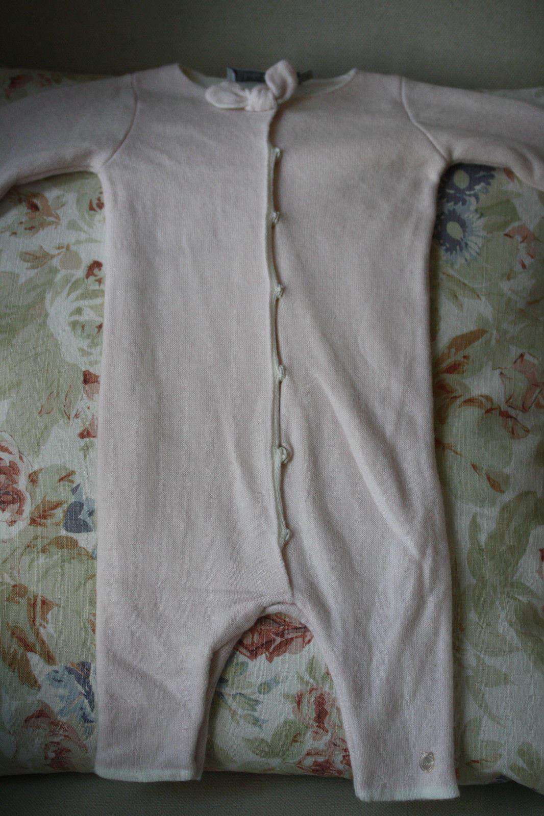 BABY DIOR DUSTY PINK KNIT CASHMERE SILK BLEND BABYGROW 3 MONTHS