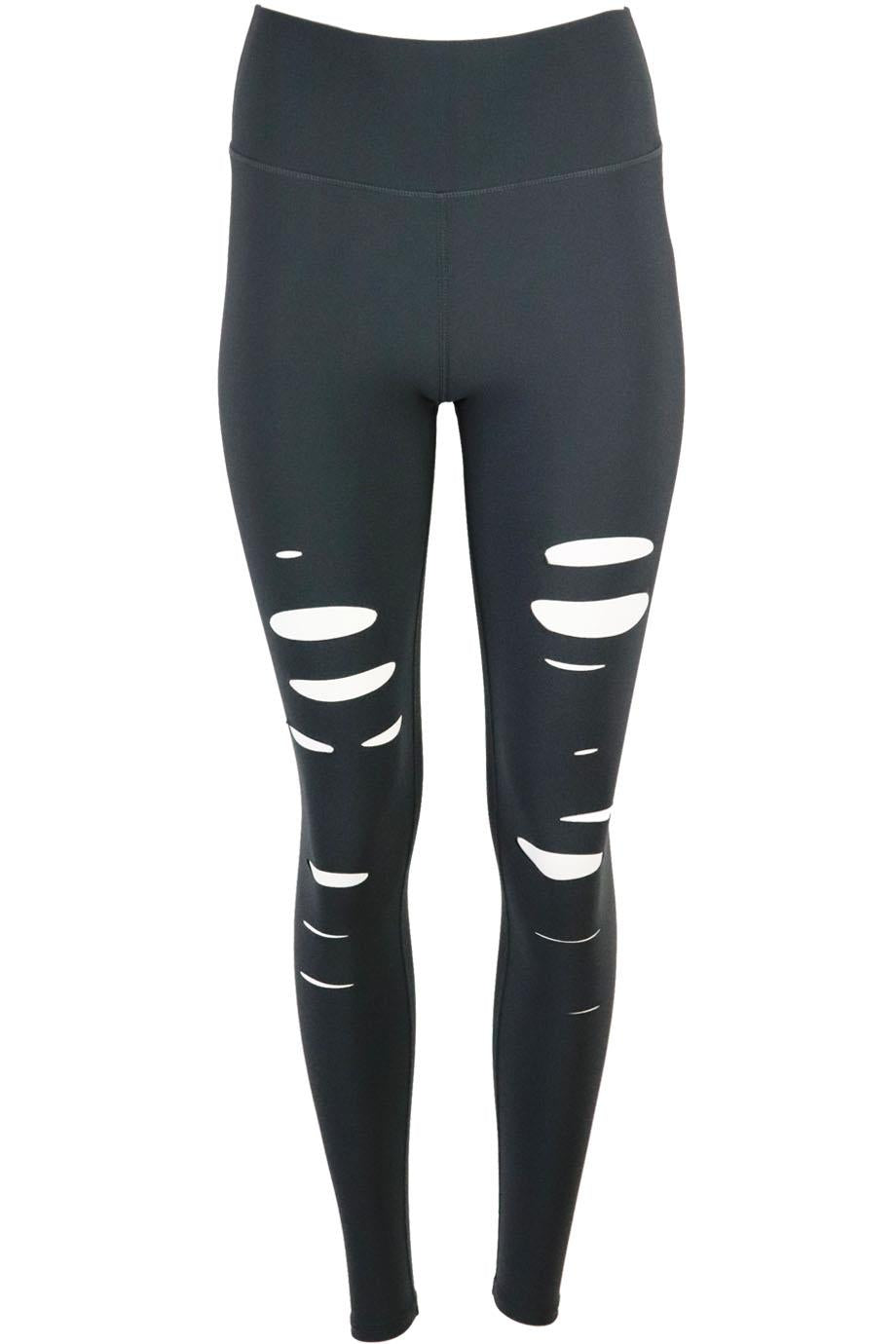 ALO Yoga, Pants & Jumpsuits, Alo Yoga High Waist Ripped Warrior Leggings  In Anthracite
