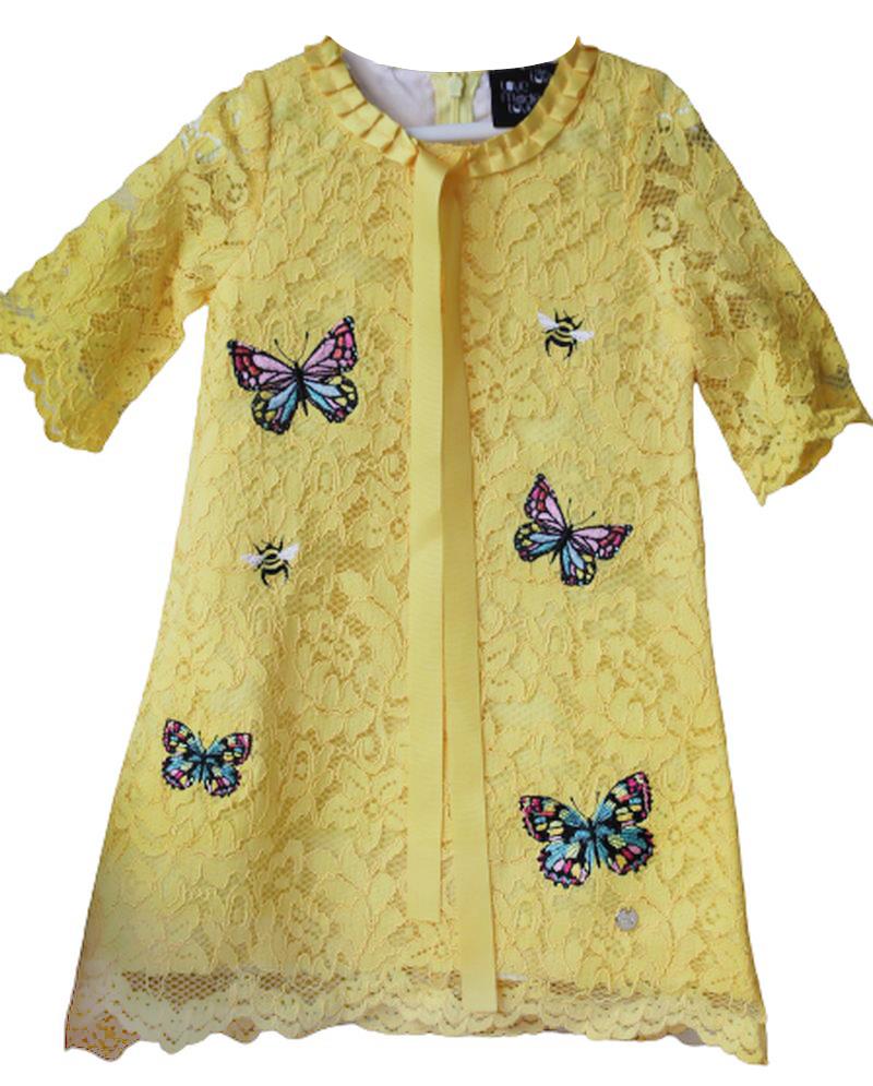LOVE MADE LOVE GIRLS YELLOW LACE DRESS 4-5 YEARS