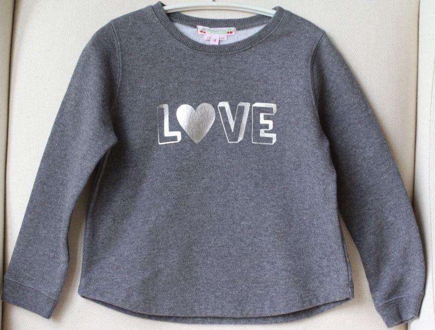 BONPOINT BABY GIRLS GREY LOVE SWEATSHIRT 4 YEARS
