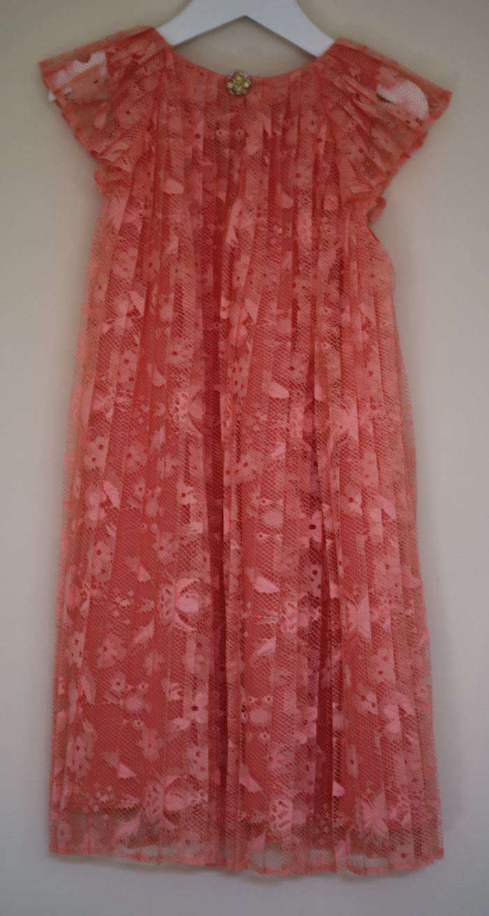 DIOR GIRLS CORAL PINK PLEATED DRESS 6 YEARS