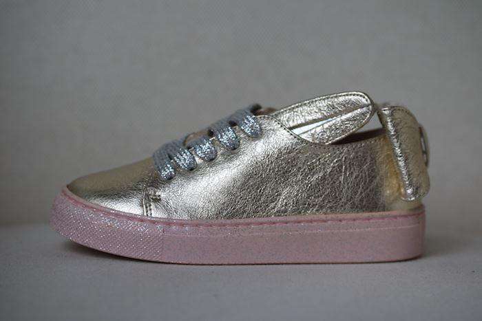 MINNA PARIKKA MINI GIRLS GOLD LEATHER BUNNY EAR SHOES EU 26 UK 8.5