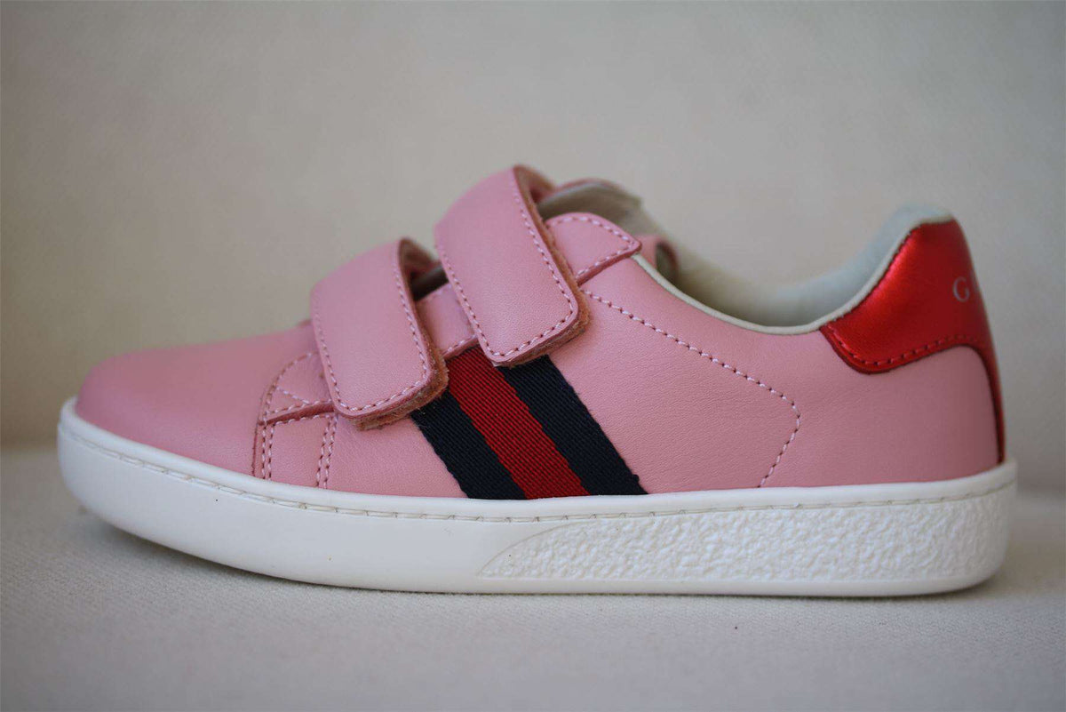 GUCCI GIRLS PINK LEATHER TRAINERS EU 25 UK 8