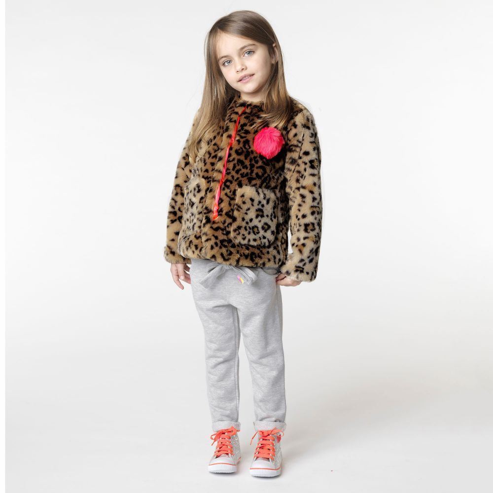 BILLIEBLUSH GIRLS LEOPARD PRINTED FAUX FUR JACKET 3 YEARS
