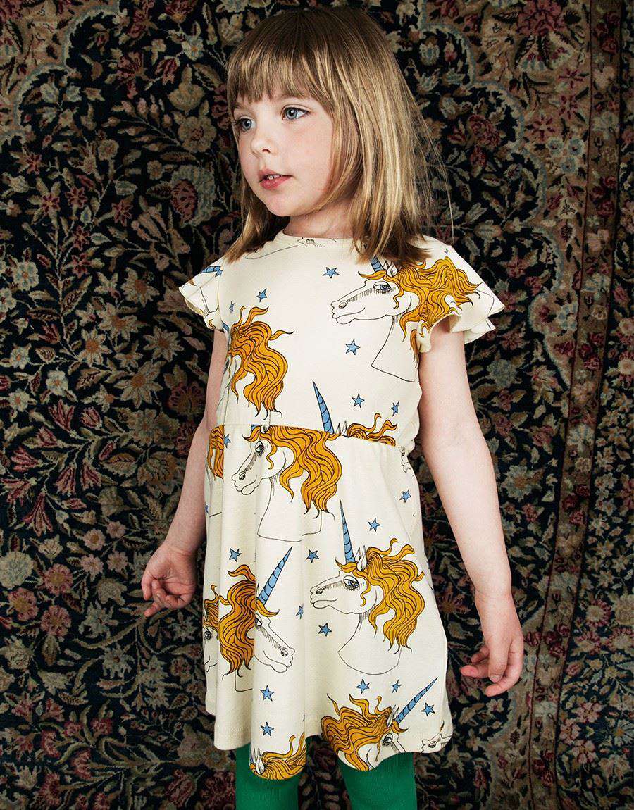 MINI RODINI GIRLS UNICORN PRINT DRESS 3-4 YEARS