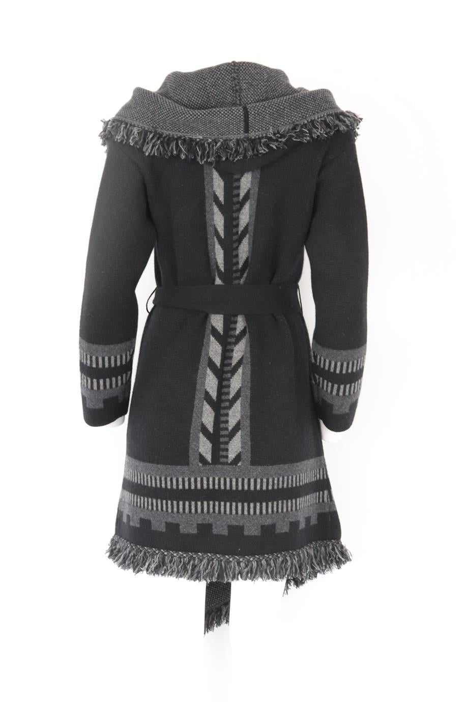 FLEETWOOD LA FRINGED JACQUARD KNIT CASHMERE CARDIGAN XSMALL-SMALL