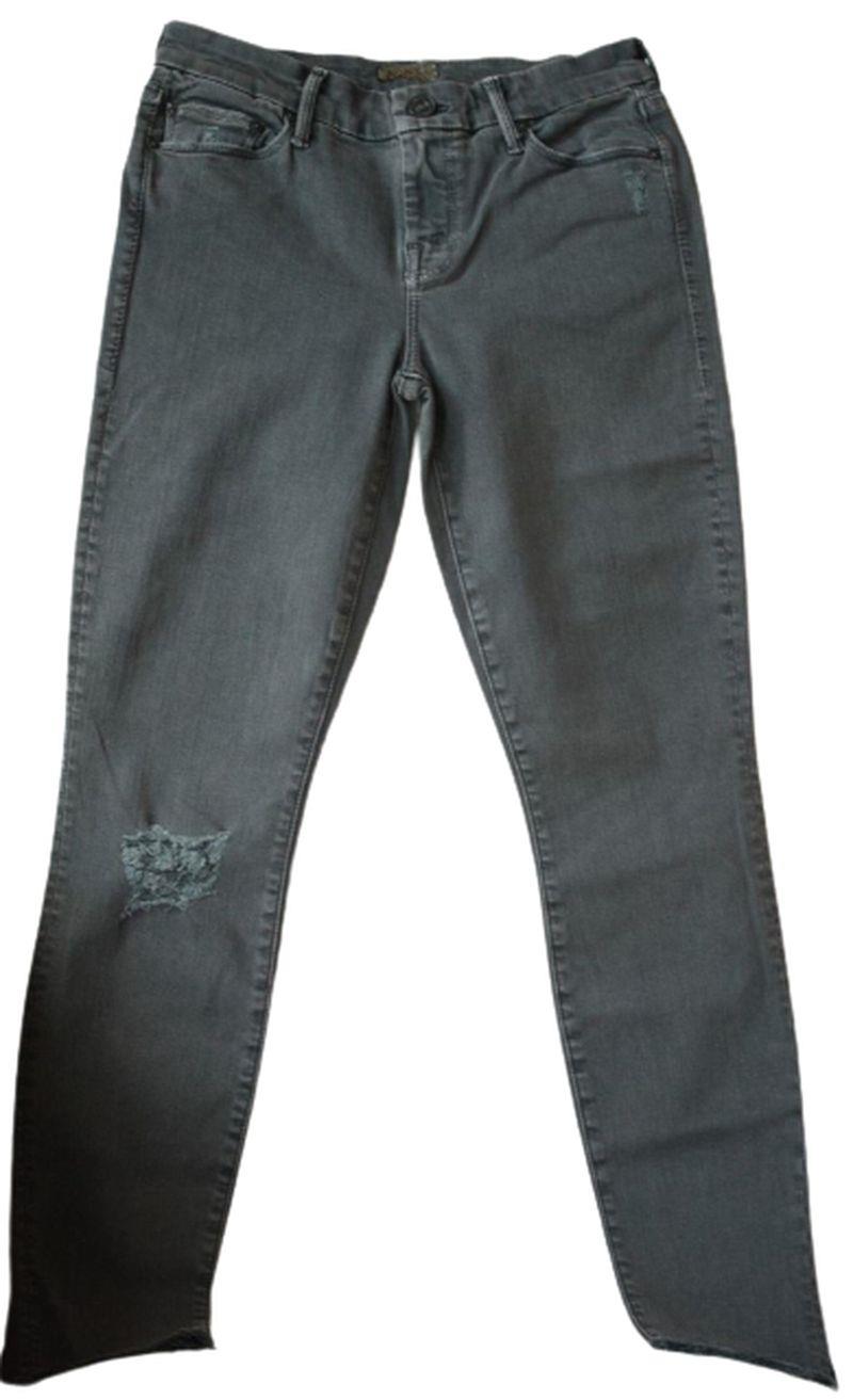 MOTHER DENIM THE LOOKER ANKLE FRAY SKINNY JEANS IN FOREST GREEN W25 UK 6/8