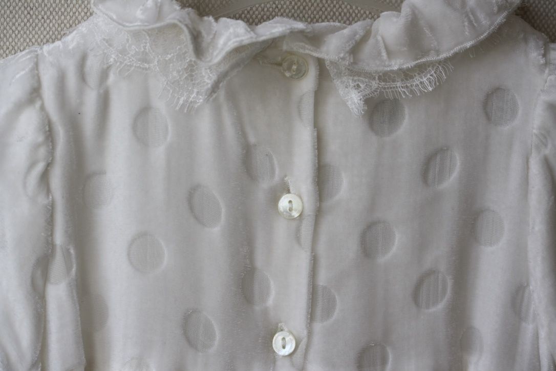 LA STUPENDERIA BABY IVORY VELVET SPOTTED DRESS 24 MONTHS