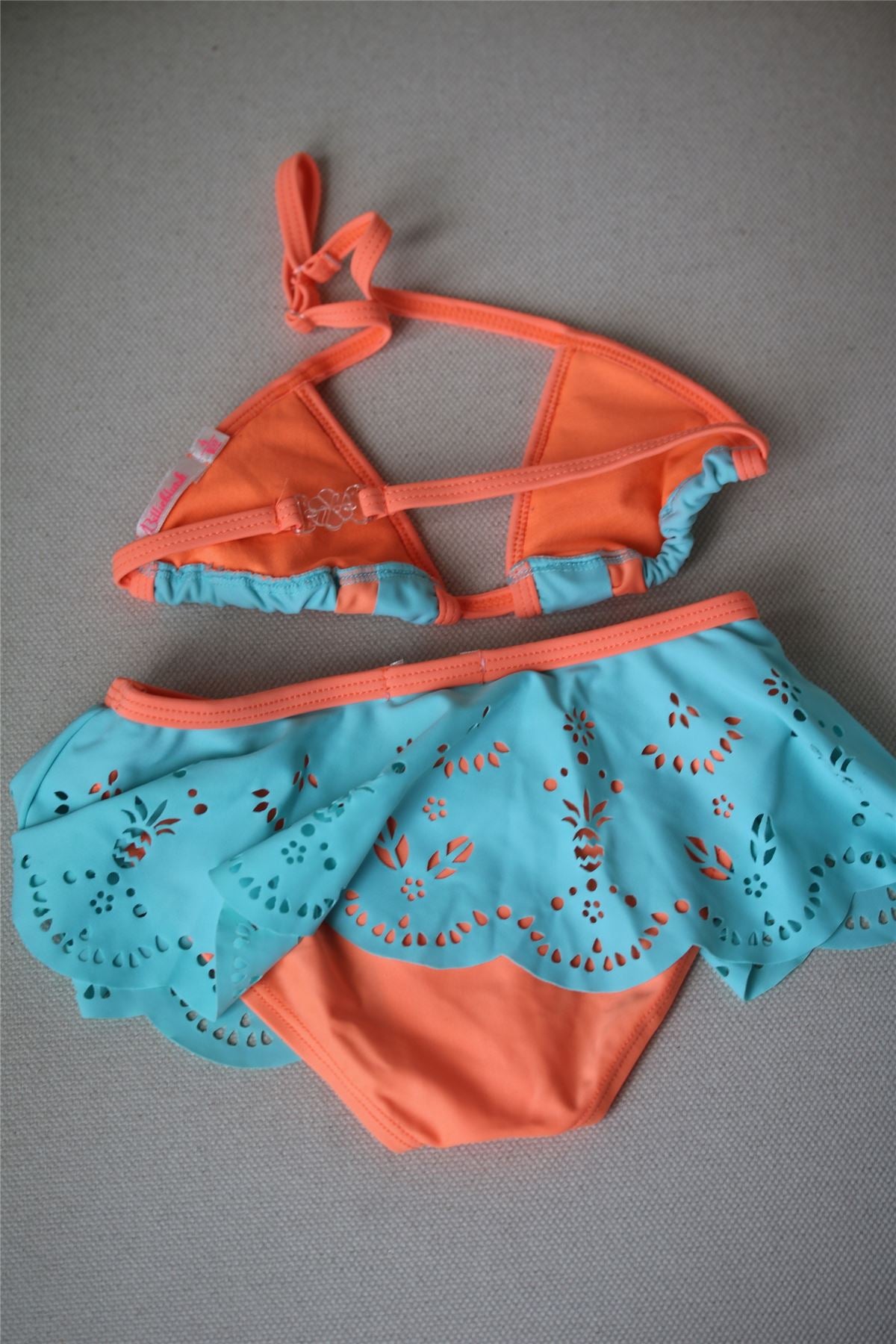 BILLIEBLUSH GIRLS BLUE & NEON ORANGE BIKINI 4 YEARS