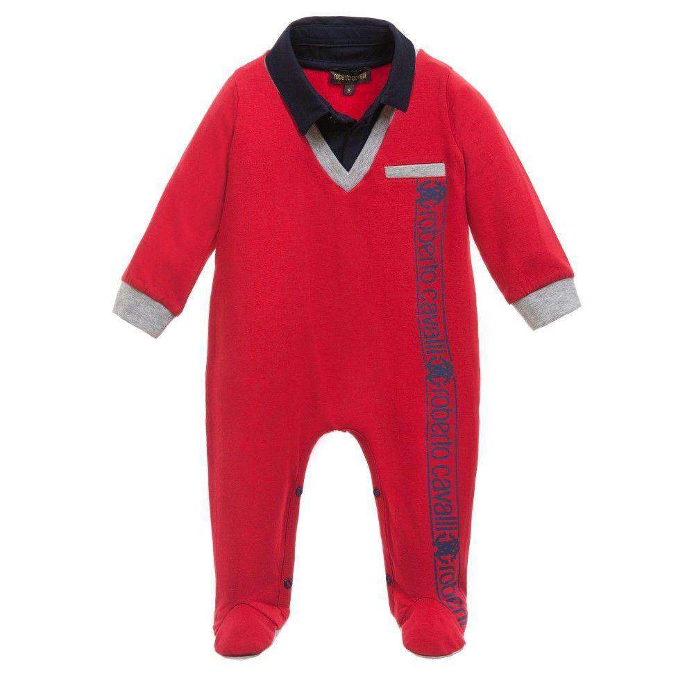 ROBERTO CAVALLI BABY RED BABYGROW 9 MONTHS