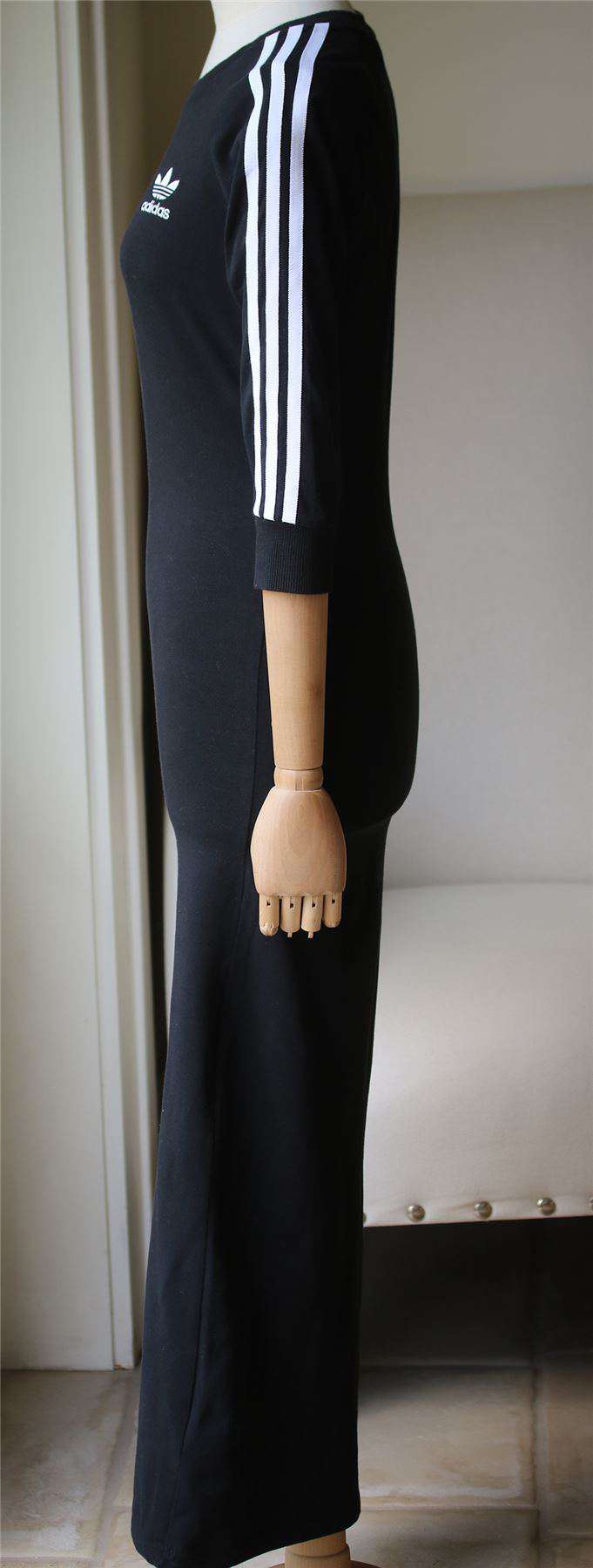 ADIDAS ORIGINALS THREE STRIPE MAXI DRESS UK 10