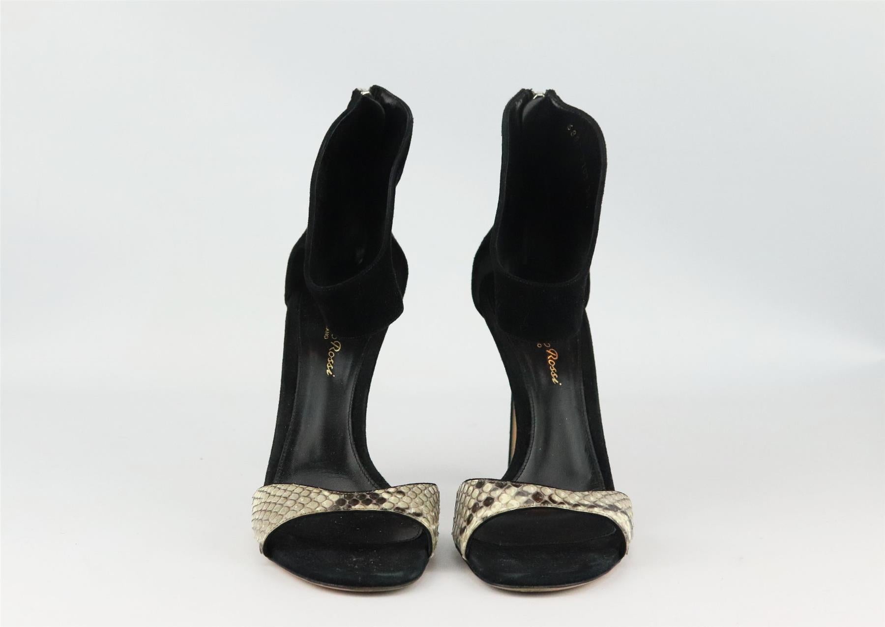 GIANVITO ROSSI PYTHON AND SUEDE SANDALS EU 38.5 UK 5.5 US 8.5