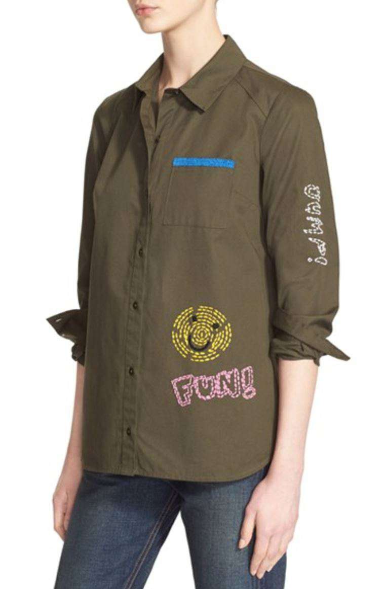 MIRA MIKATI SMILEY EMBROIDERED SHIRT US 4 UK 8