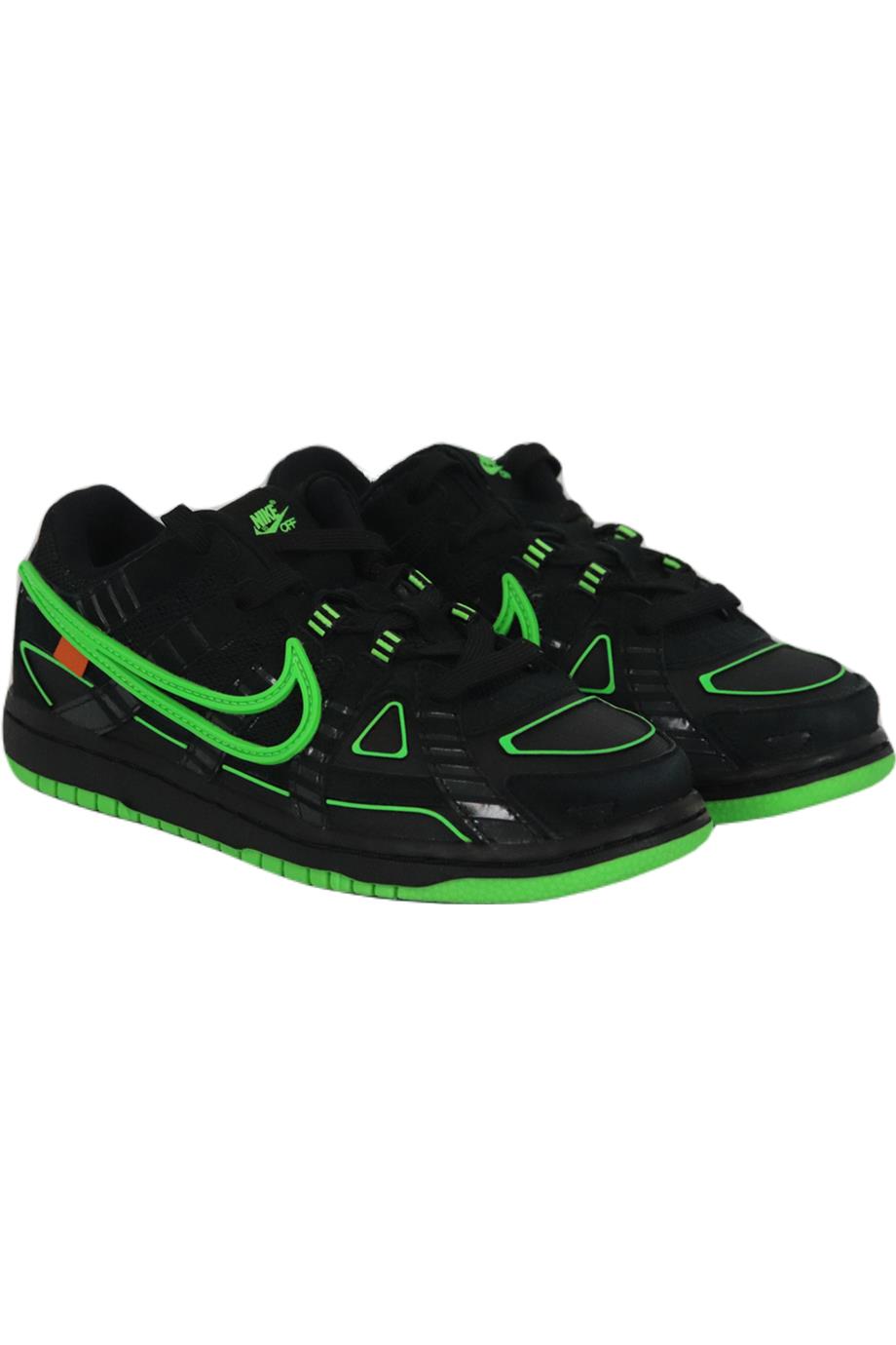 NIKE OFF-WHITE KIDS UNISEX AIR RUBBER DUNK GREEN STRIKE SNEAKERS