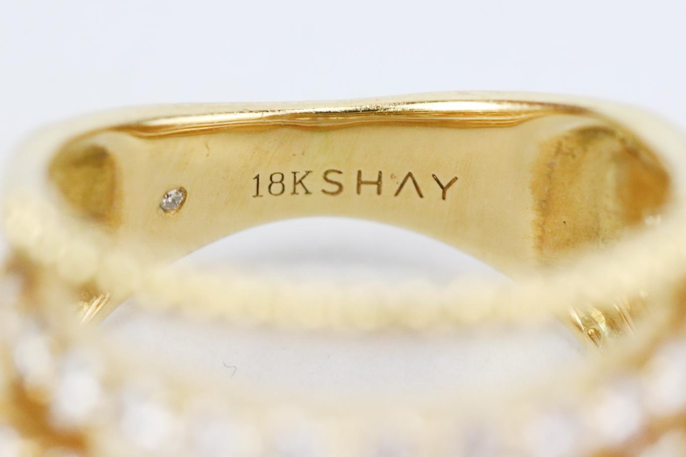 SHAY 18K YELLOW GOLD AND OPEN MIXED DIAMOND RING 16 MM