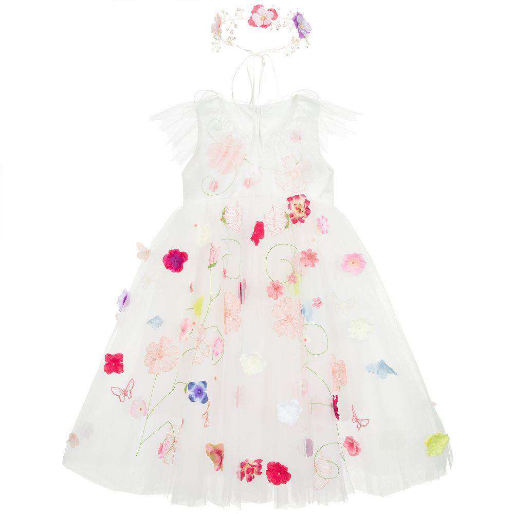 JUNONA KIDS GIRLS FLORAL TULLE DRESS 5-6 YEARS